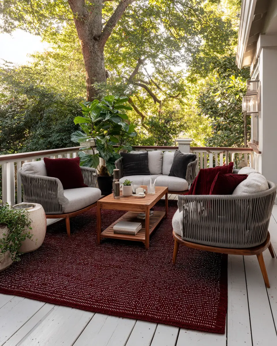 Burgundy Transitional Balcony Decor Ideas