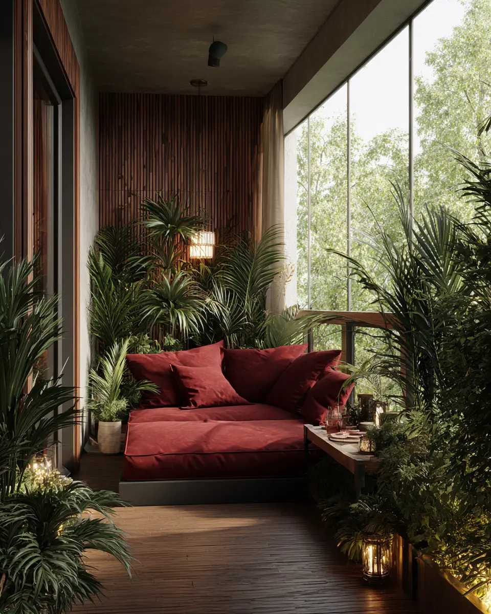 Burgundy Transitional Balcony Decor Ideas