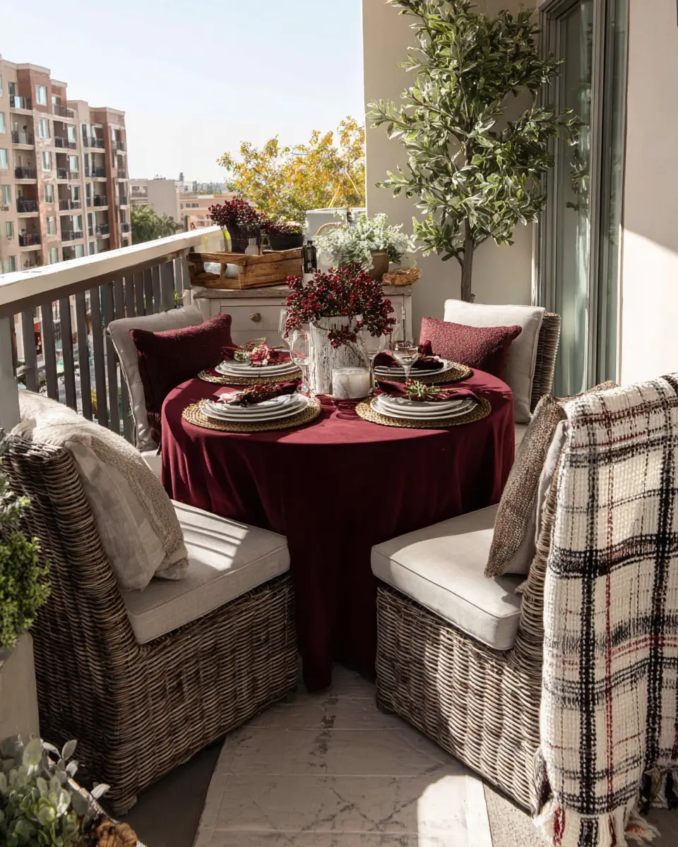 Burgundy Transitional Balcony Decor Ideas