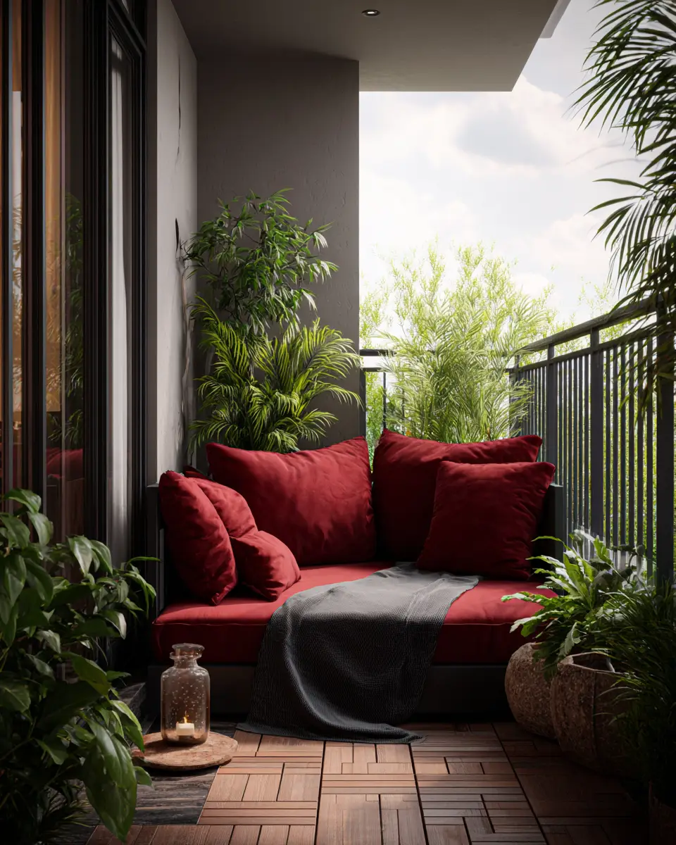 Burgundy Transitional Balcony Decor Ideas