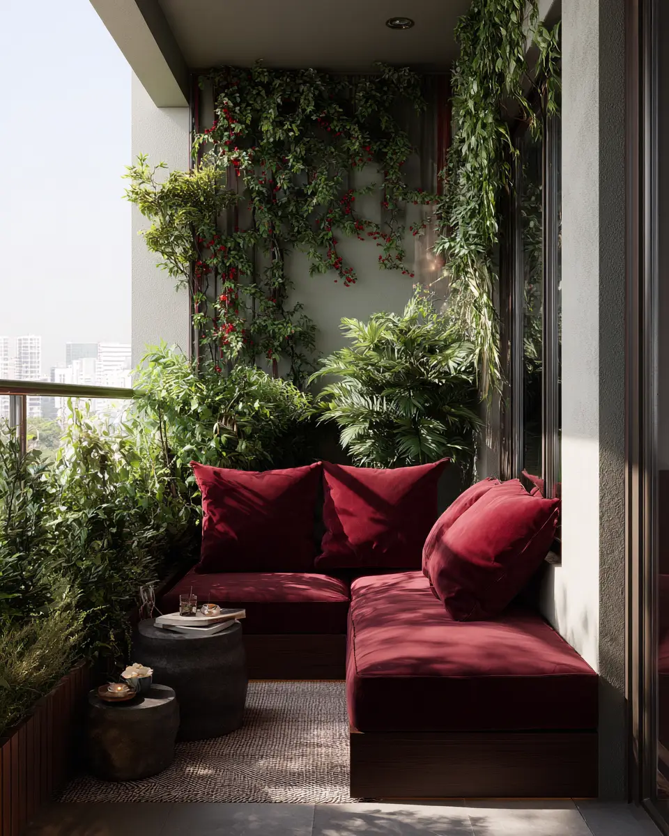 Burgundy Transitional Balcony Decor Ideas