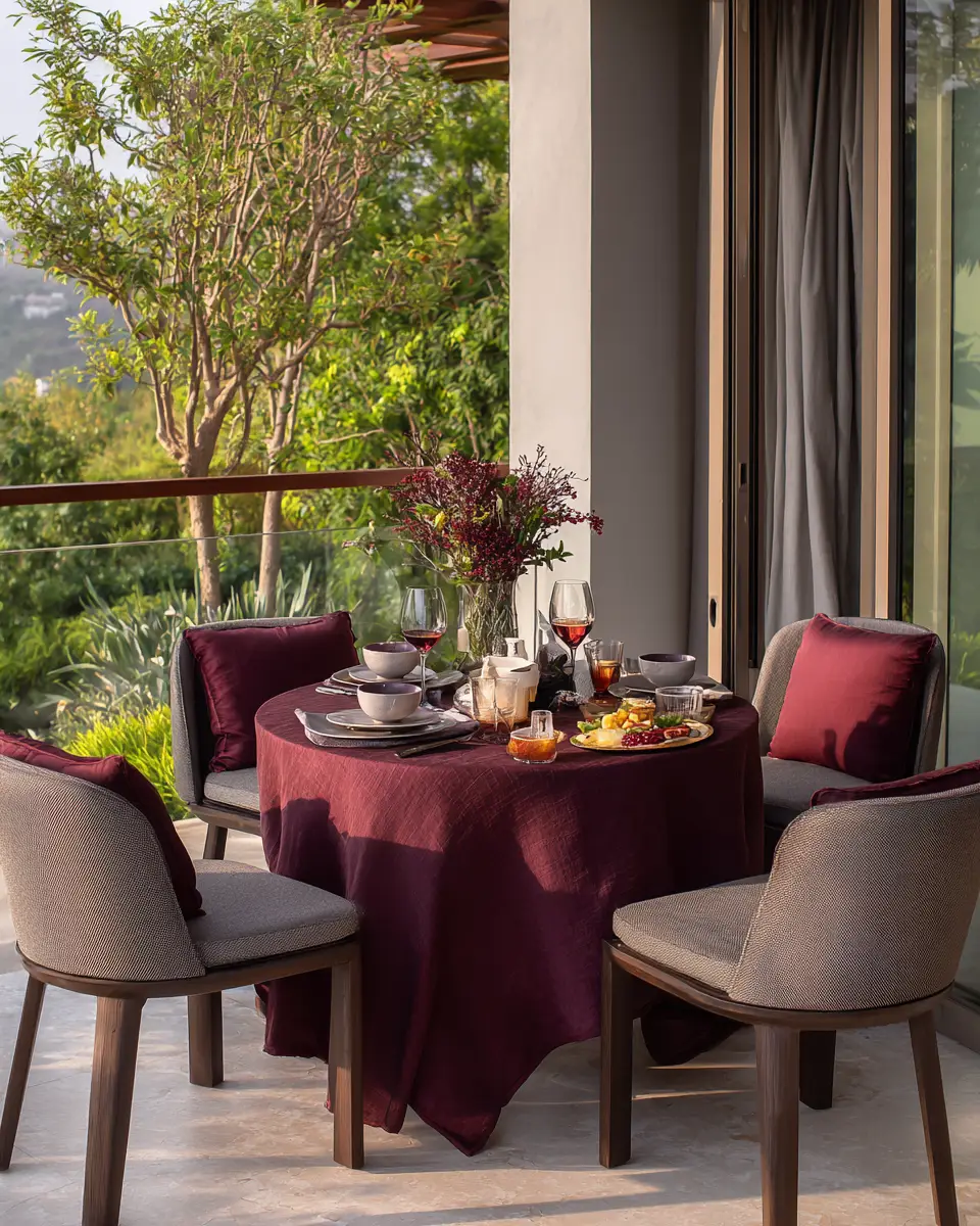Burgundy Transitional Balcony Decor Ideas