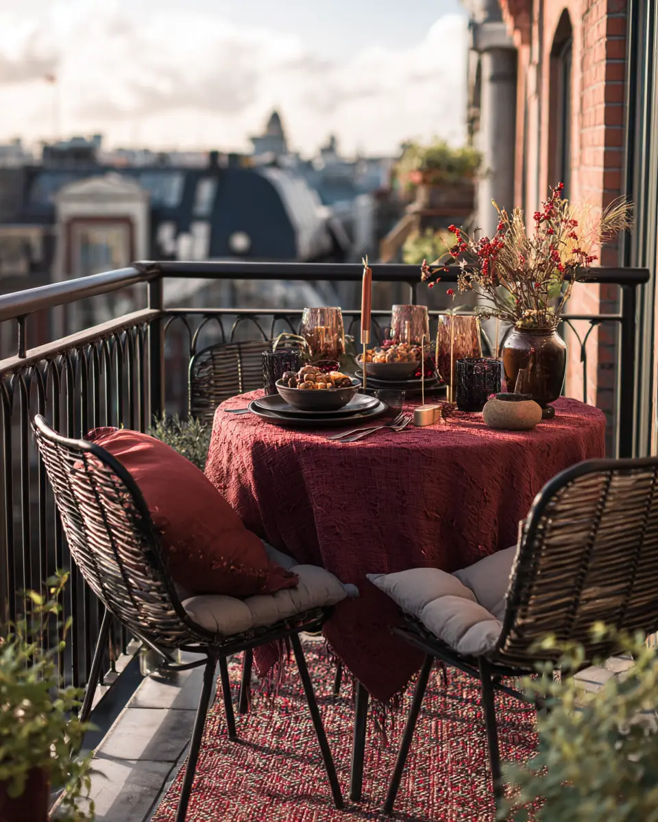 Burgundy Transitional Balcony Decor Ideas