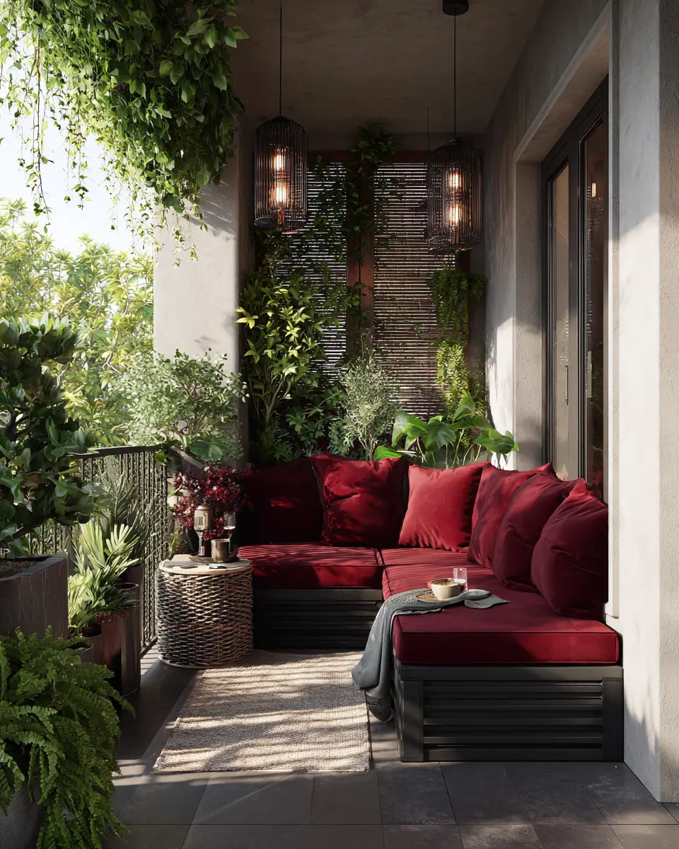 Burgundy Transitional Balcony Decor Ideas