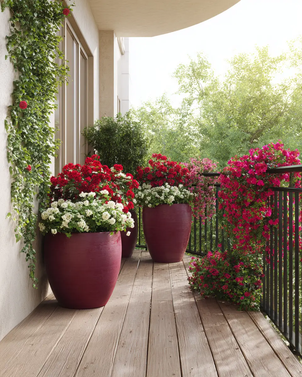 Burgundy Transitional Balcony Decor Ideas