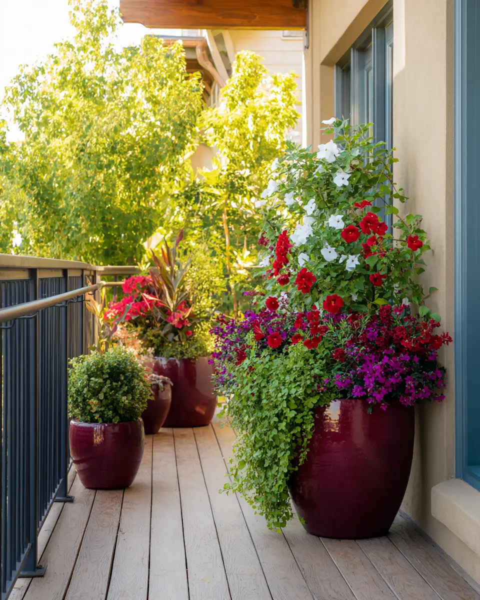 Burgundy Transitional Balcony Decor Ideas