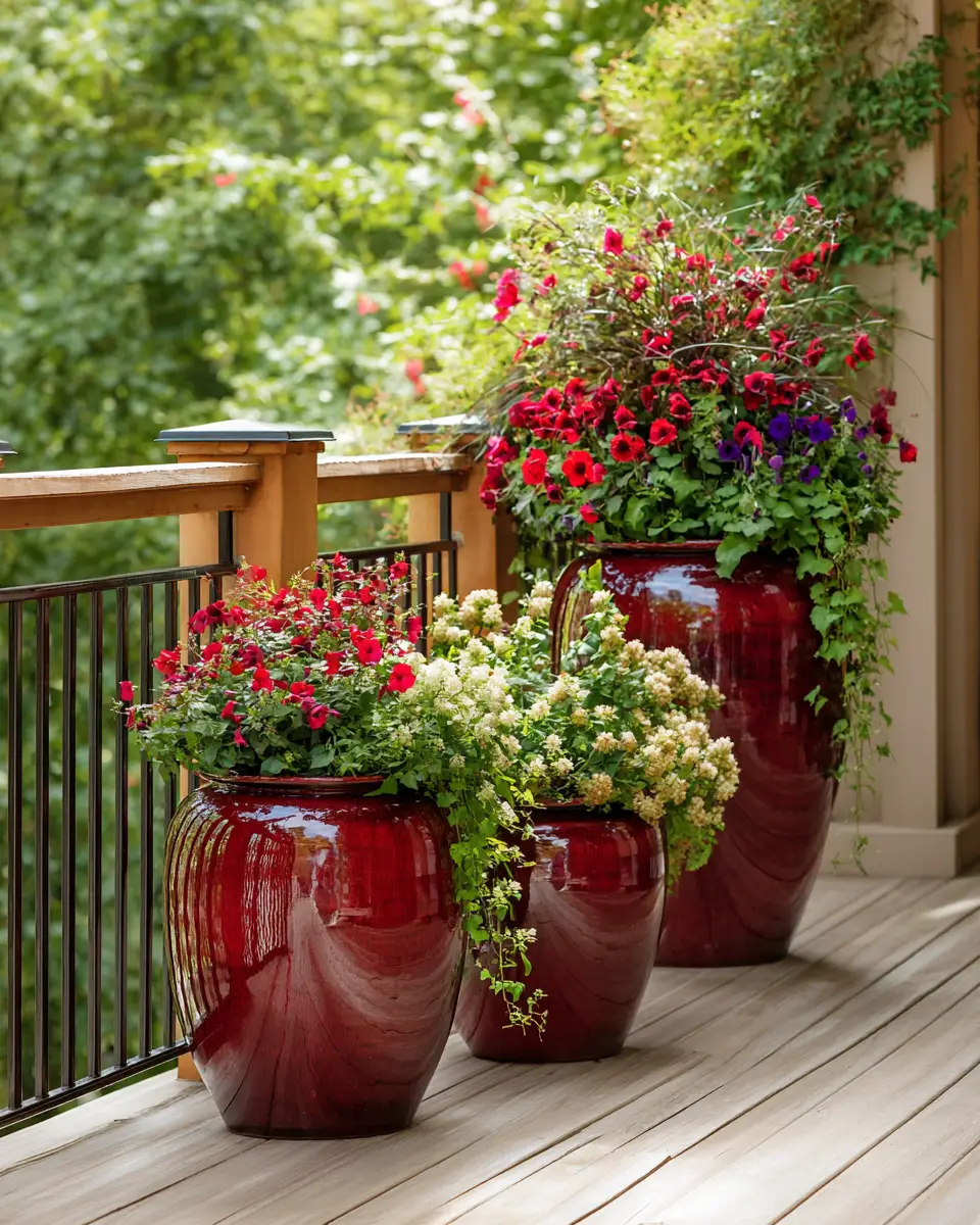 Burgundy Transitional Balcony Decor Ideas