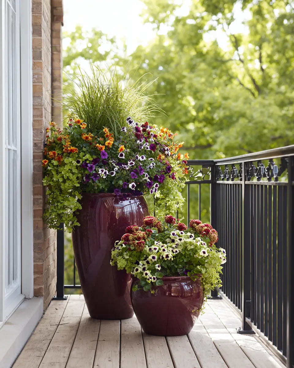 Burgundy Transitional Balcony Decor Ideas