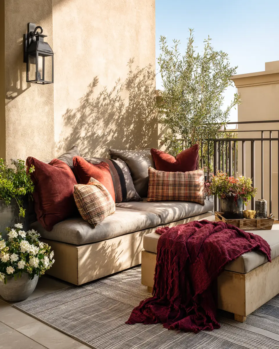 Burgundy Transitional Balcony Decor Ideas