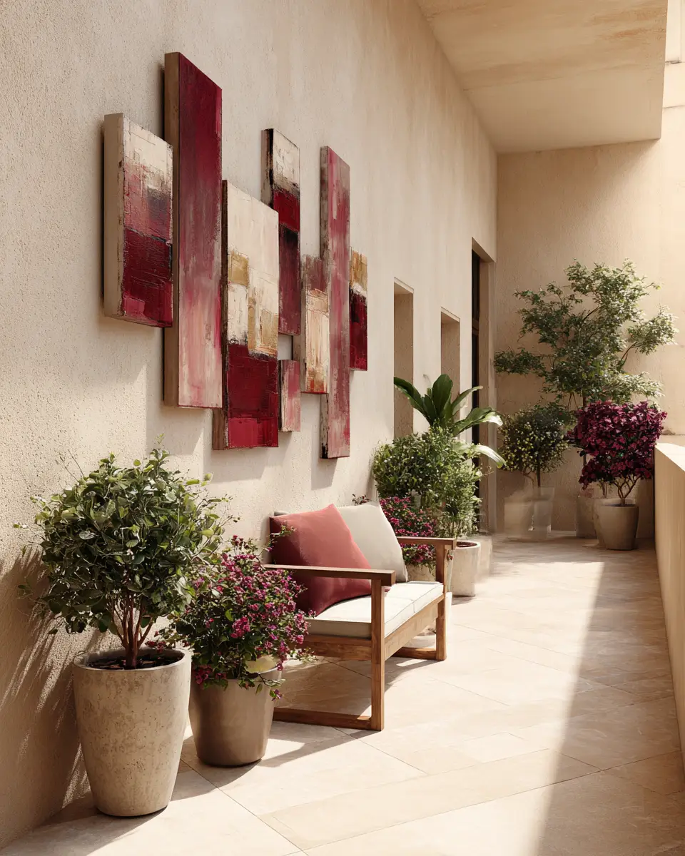 Burgundy Transitional Balcony Decor Ideas