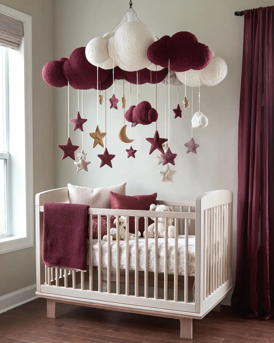 Burgundy Vintage Nursery Decor Ideas