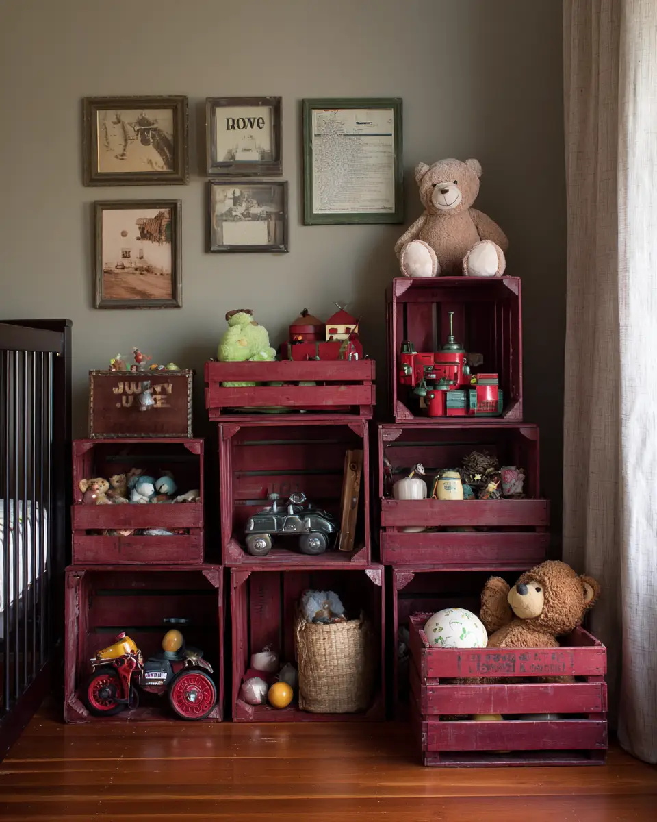 Burgundy Vintage Nursery Decor Ideas