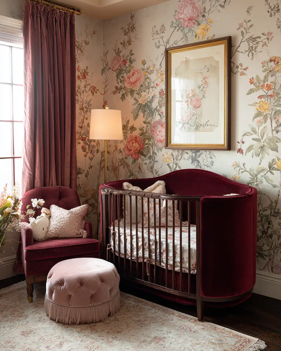 Burgundy Vintage Nursery Decor Ideas