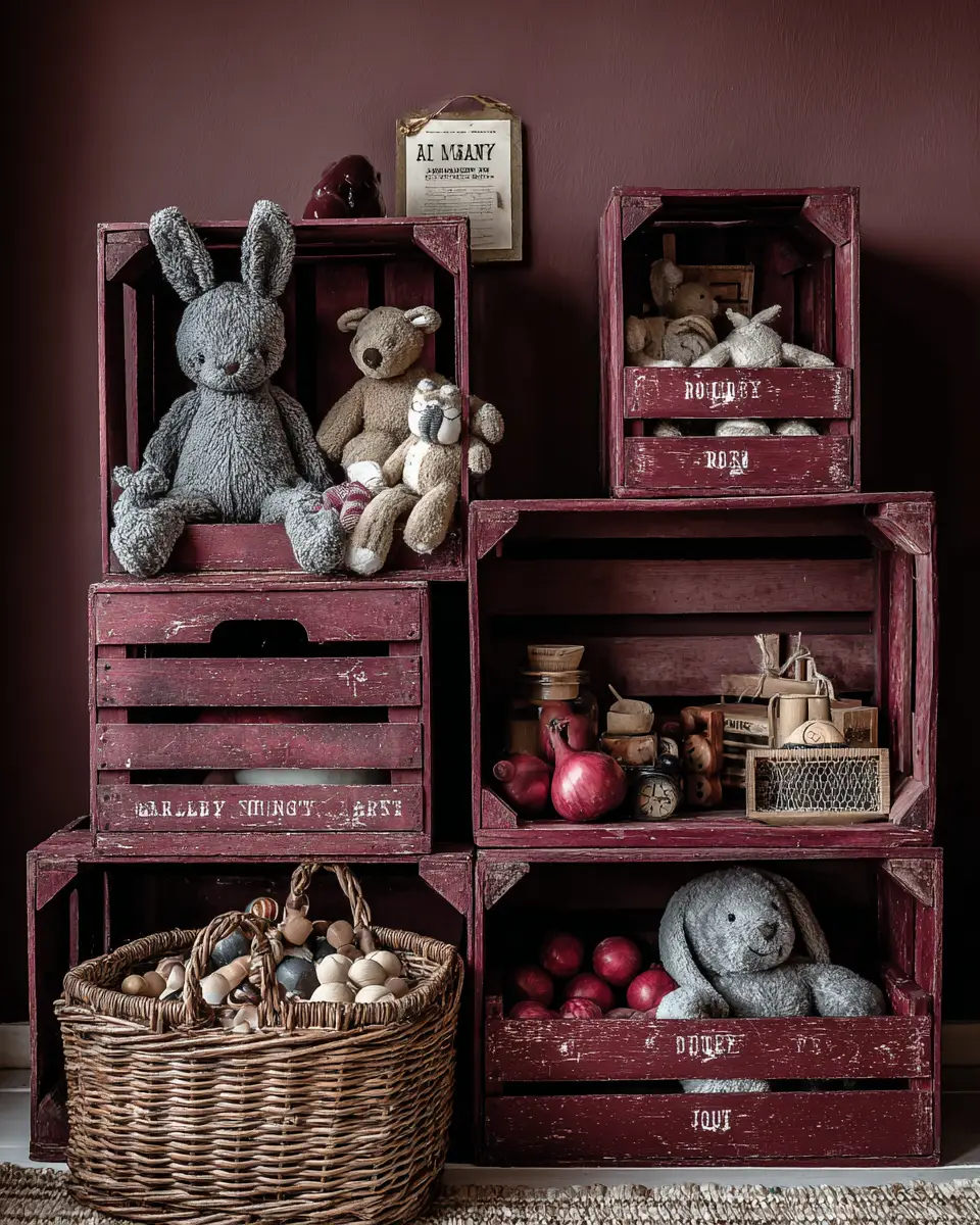 Burgundy Vintage Nursery Decor Ideas