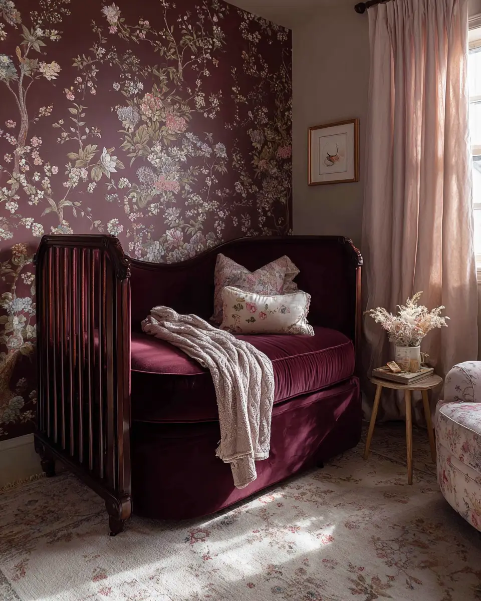 Burgundy Vintage Nursery Decor Ideas