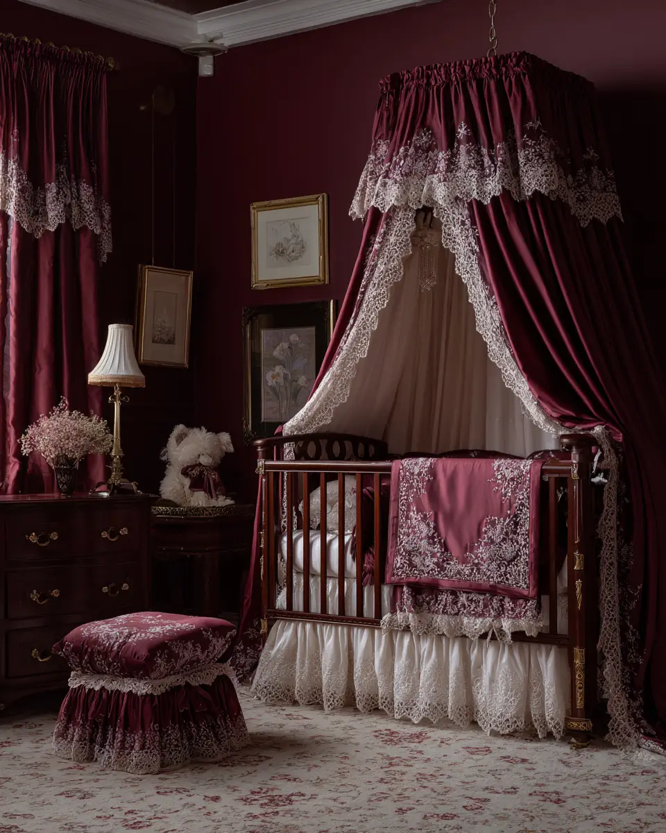 Burgundy Vintage Nursery Decor Ideas