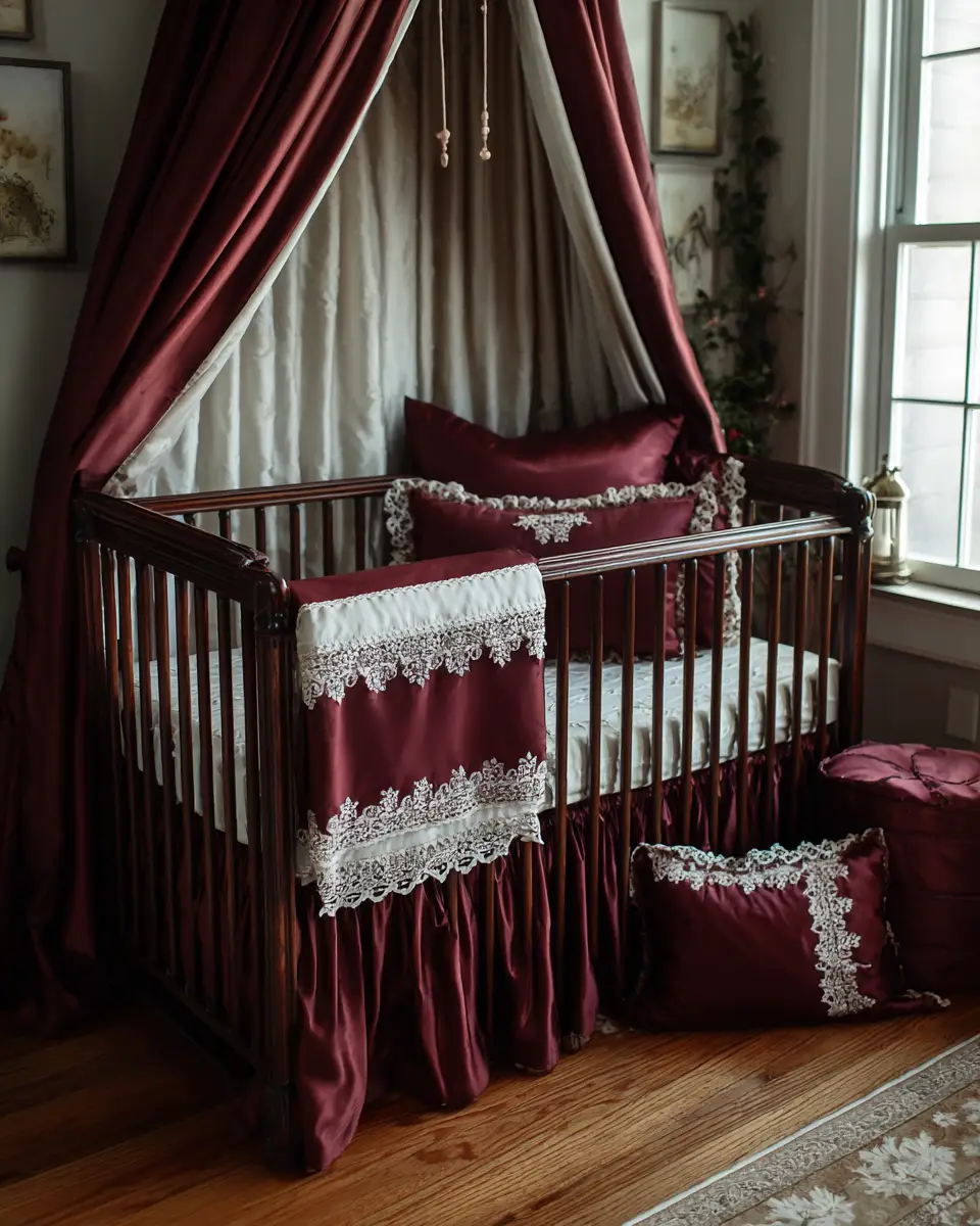 Burgundy Vintage Nursery Decor Ideas