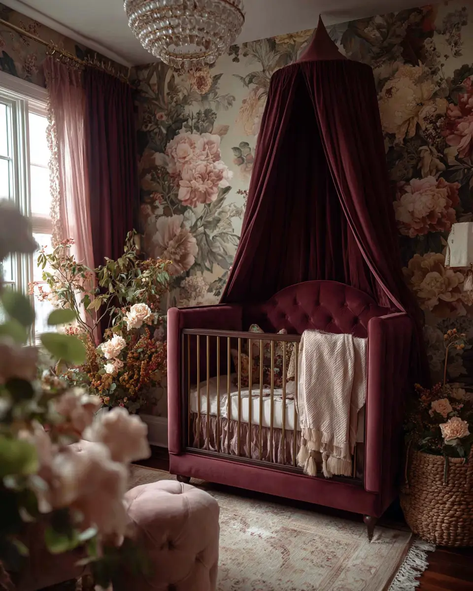 Burgundy Vintage Nursery Decor Ideas