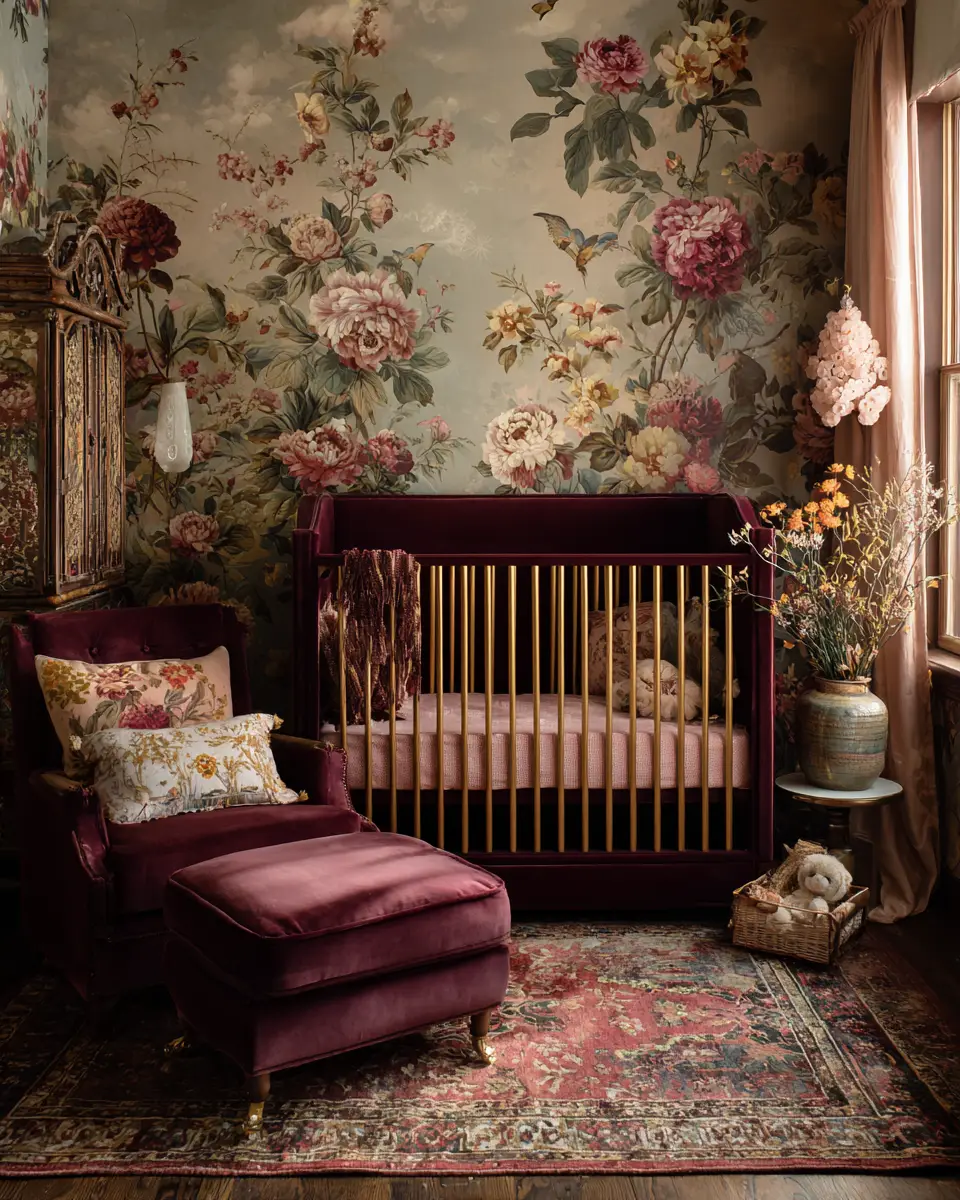 Burgundy Vintage Nursery Decor Ideas