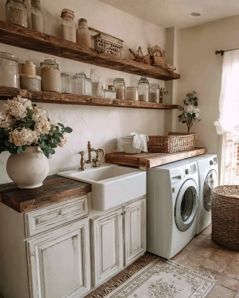 Calm French Country Laundry Room Decor Ideas - Featured
