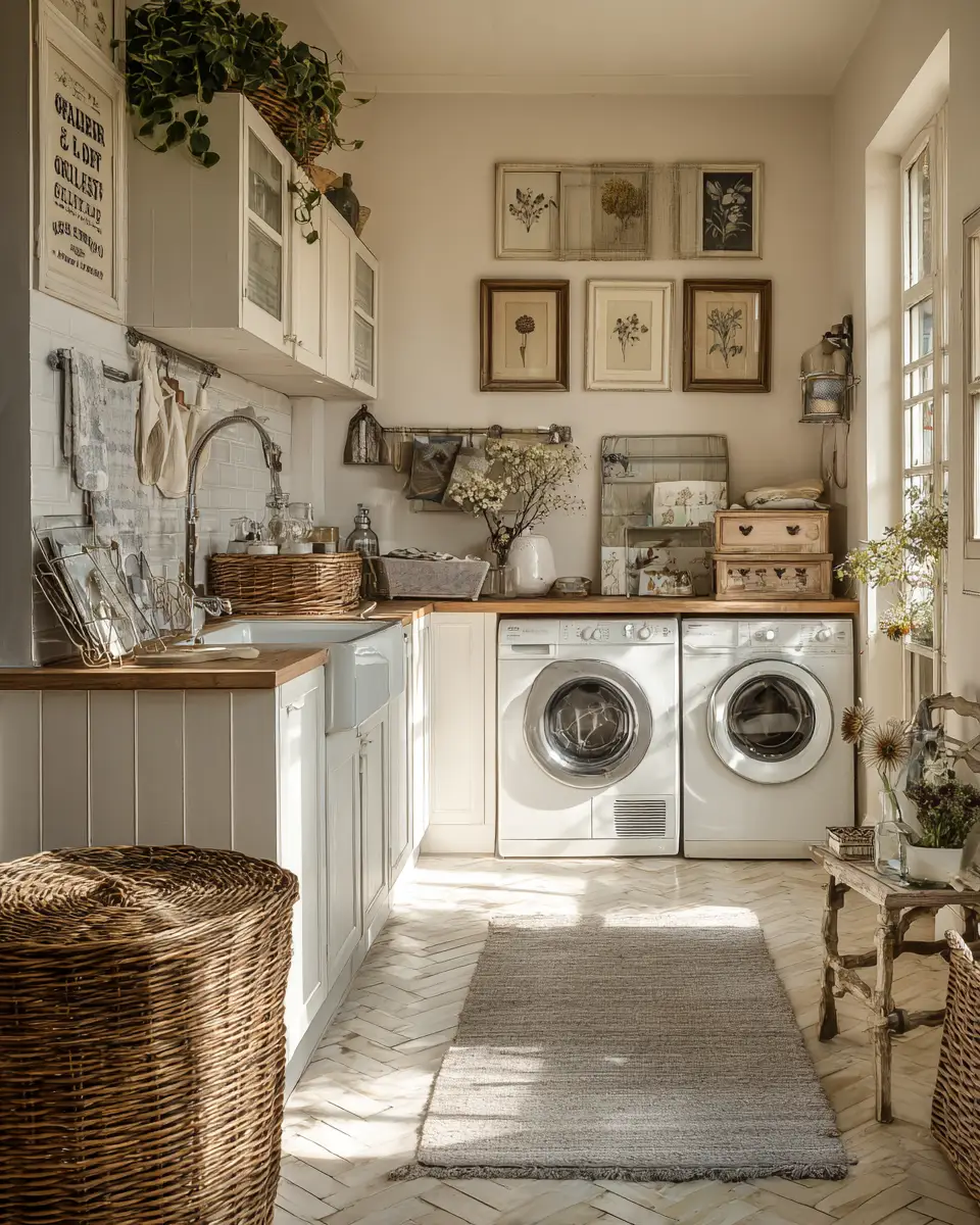 Calm French Country Laundry Room Decor Ideas