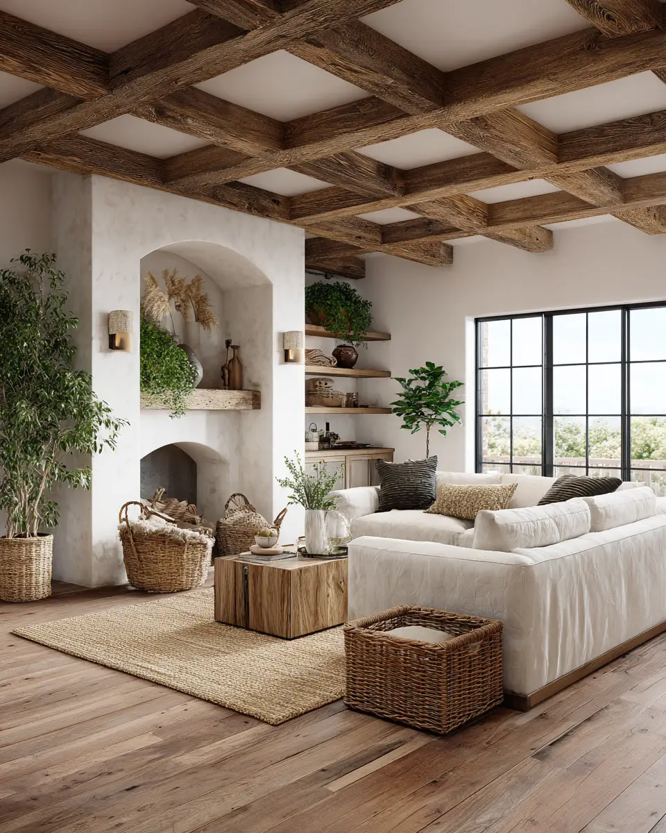 Calm Modern Farmhouse Living Room Decor Ideas - Featured