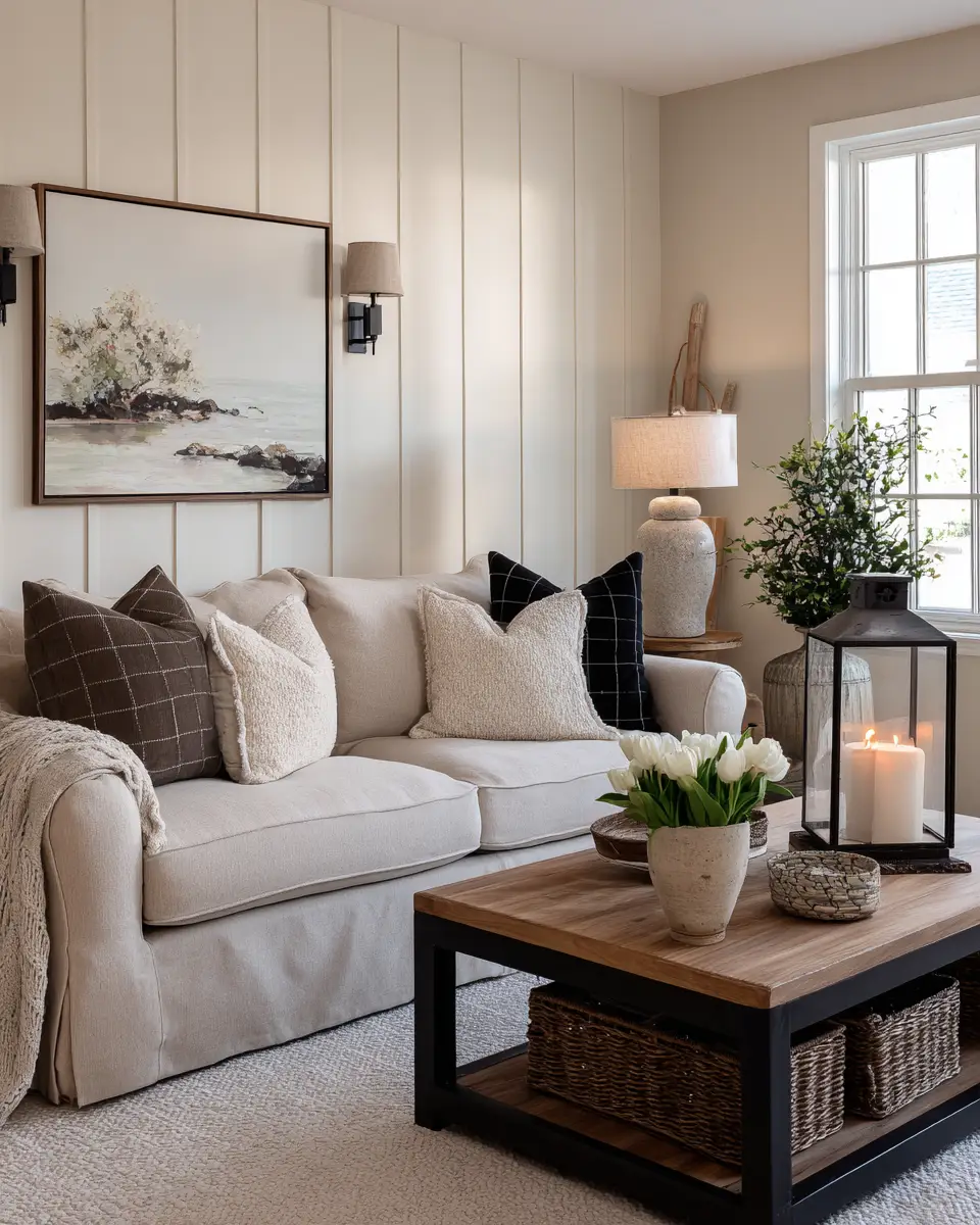 Calm Modern Farmhouse Living Room Decor Ideas