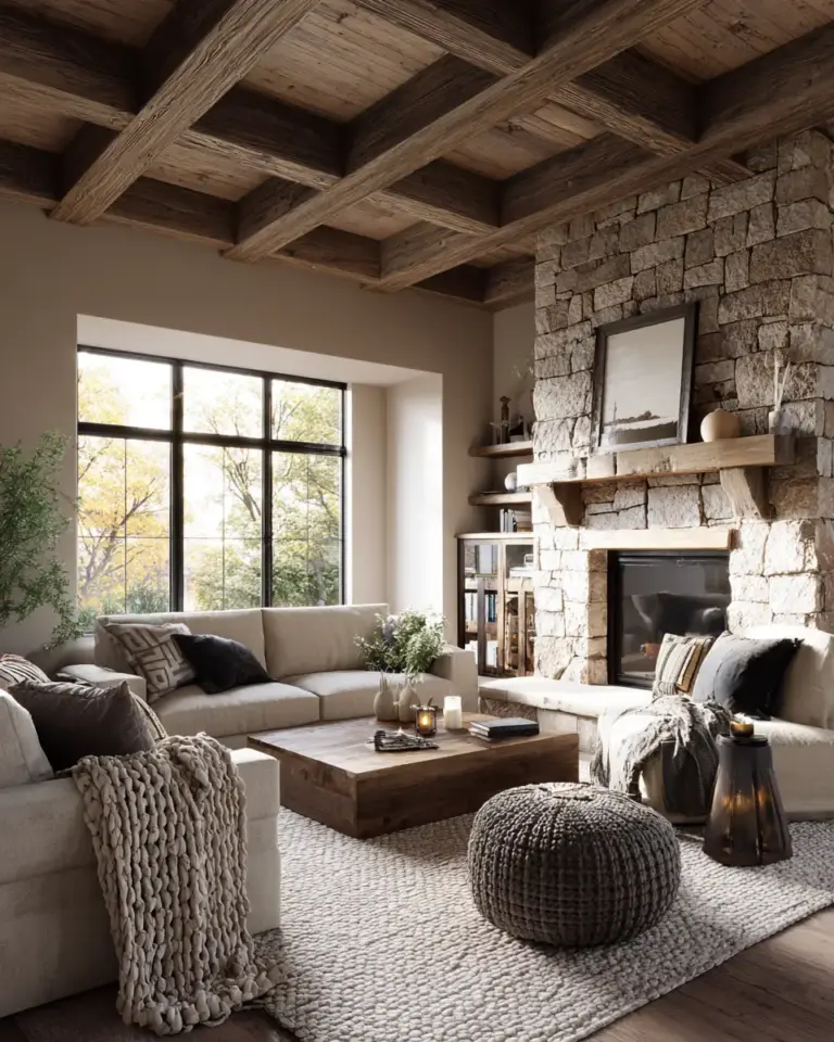 Calm Rustic Living Room Decor Ideas - Featured