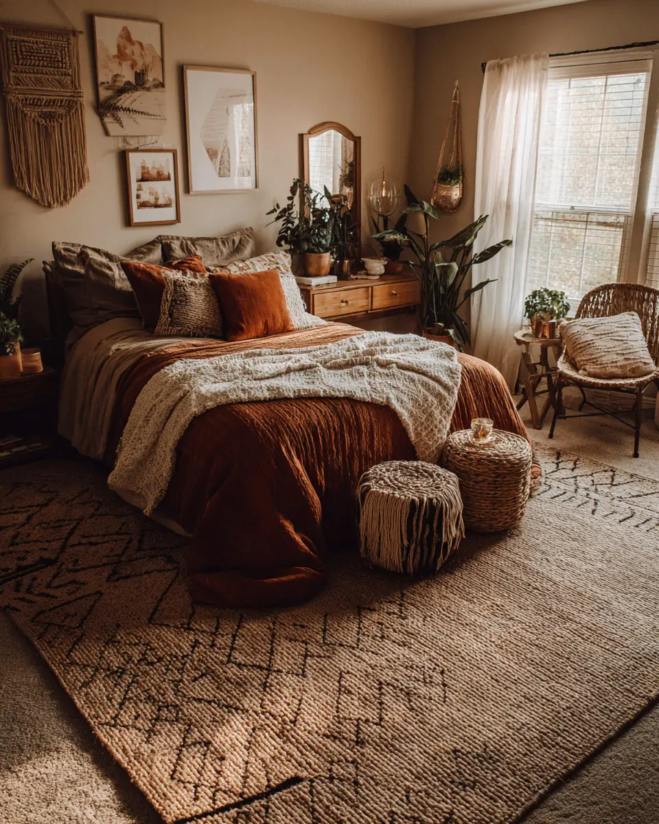Chocolate Brown Boho Bedroom Decor Ideas - Featured