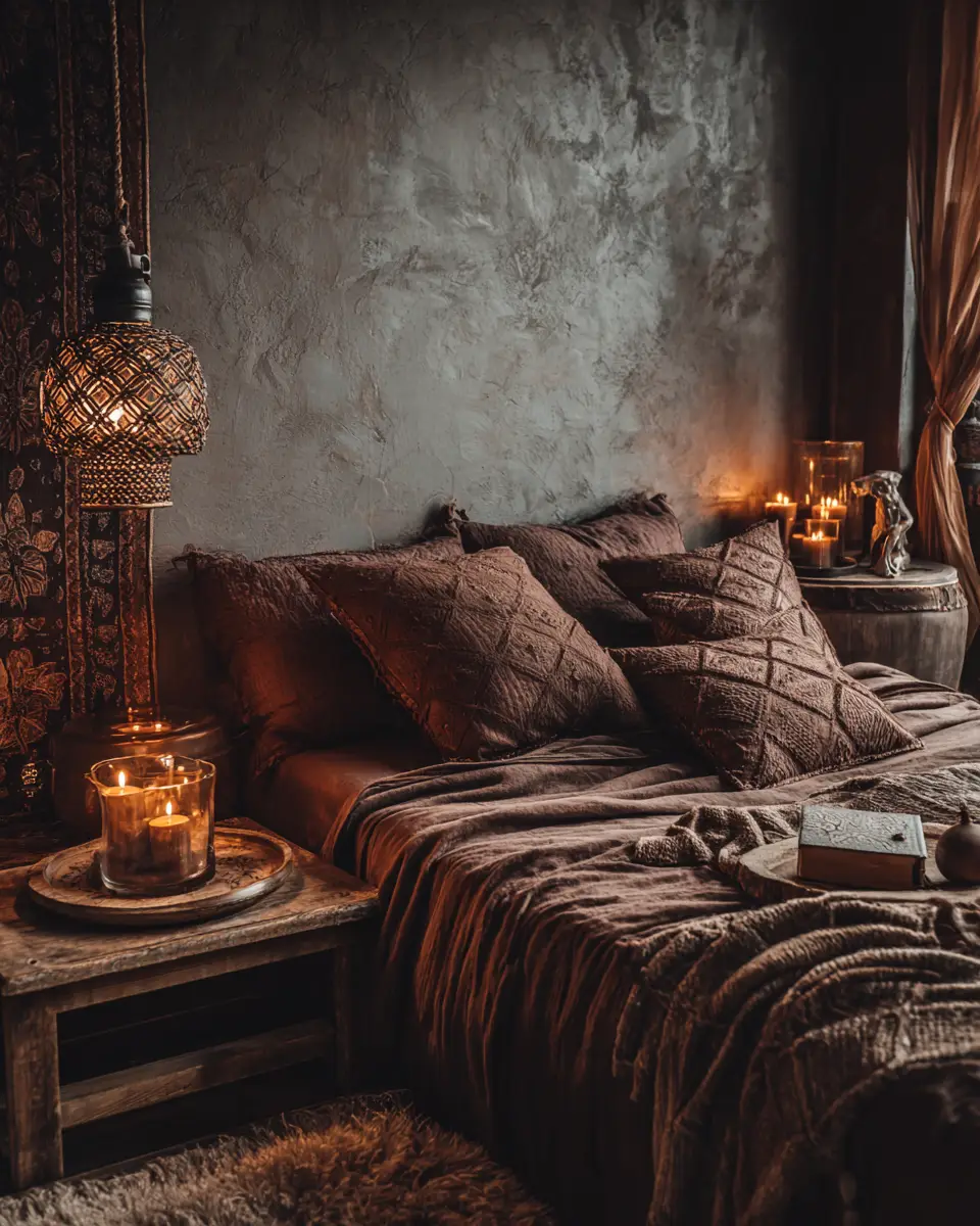 Chocolate Brown Boho Bedroom Decor Ideas