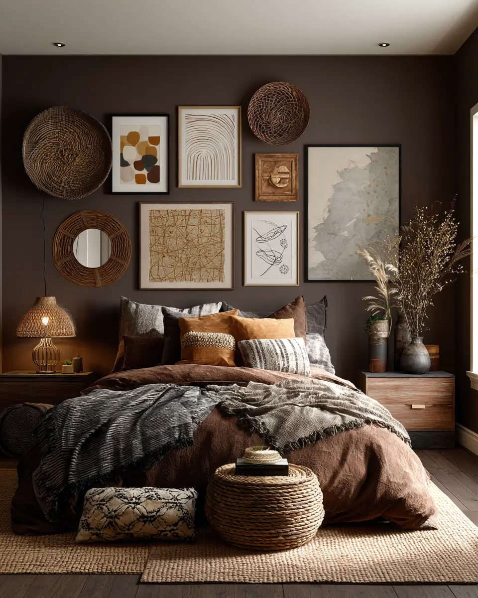 Chocolate Brown Boho Bedroom Decor Ideas