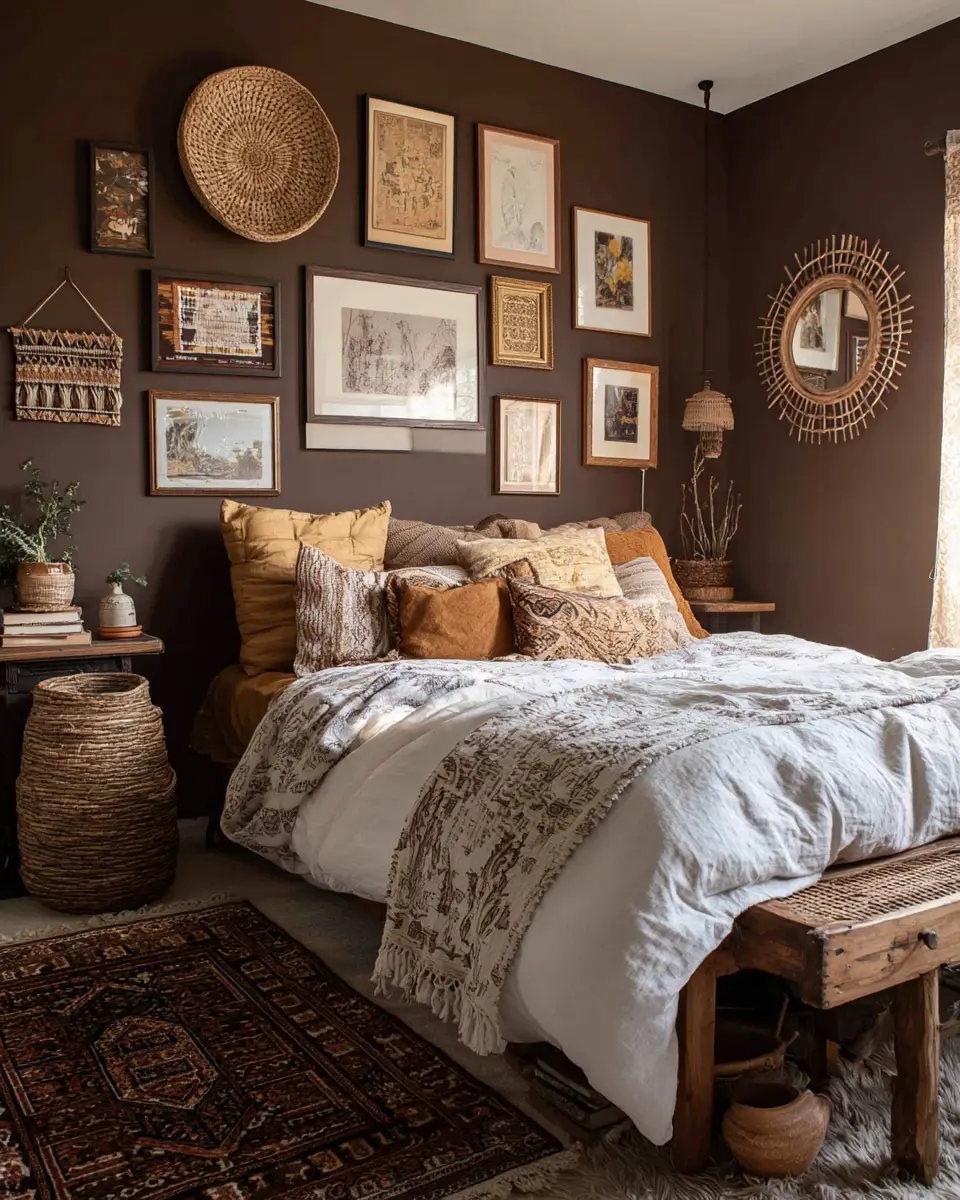 Chocolate Brown Boho Bedroom Decor Ideas