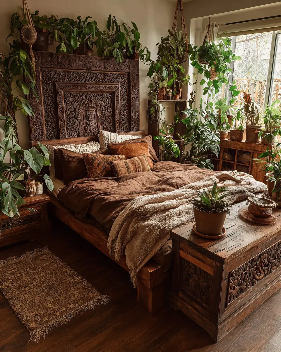 Chocolate Brown Boho Bedroom Decor Ideas