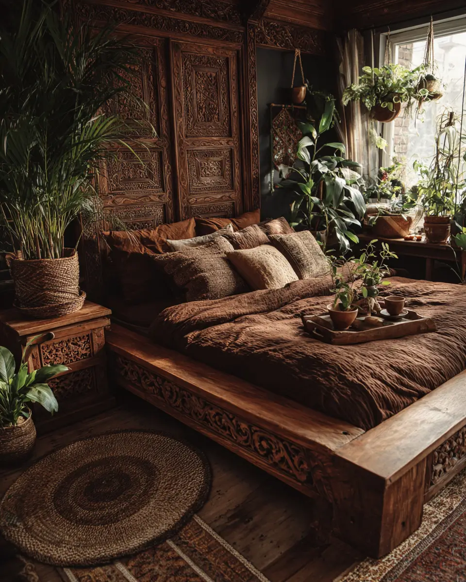 Chocolate Brown Boho Bedroom Decor Ideas
