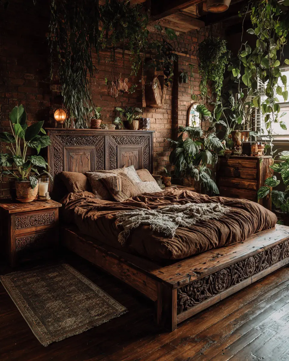 Chocolate Brown Boho Bedroom Decor Ideas