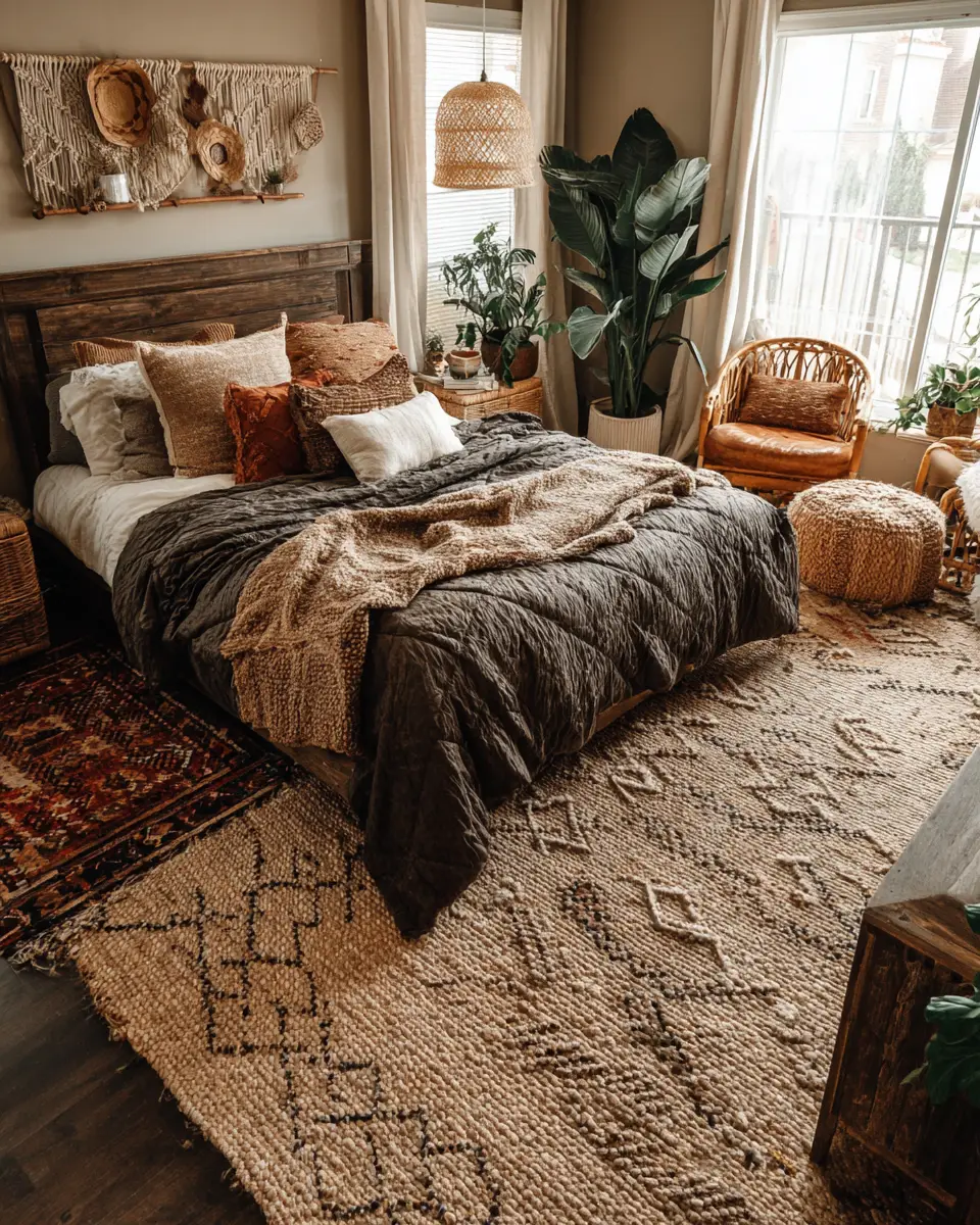 Chocolate Brown Boho Bedroom Decor Ideas