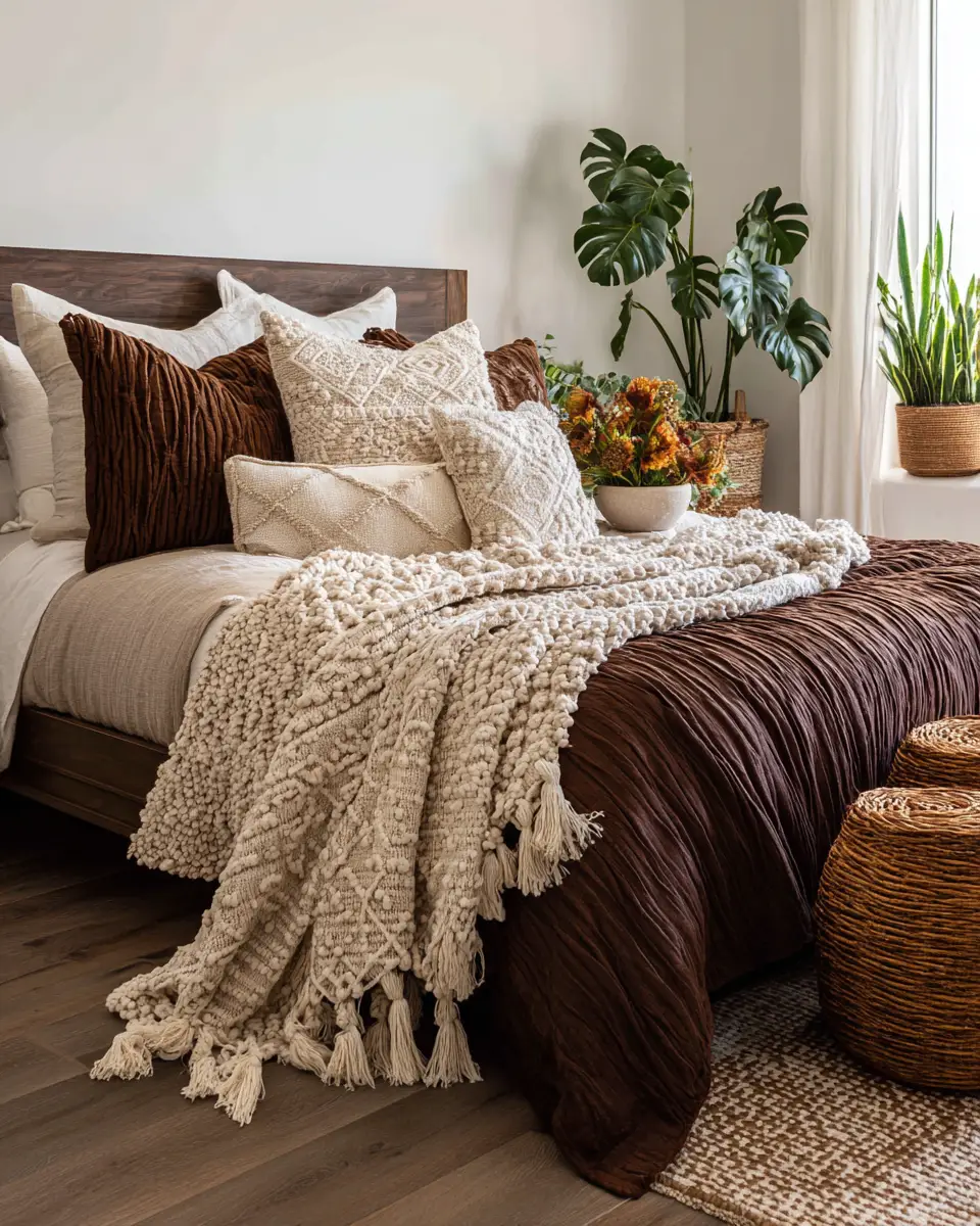 Chocolate Brown Boho Bedroom Decor Ideas