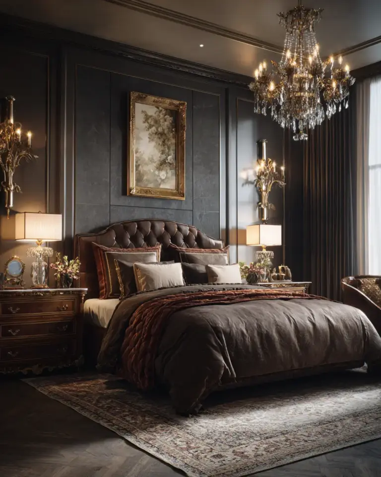 Chocolate Brown Classic Bedroom Decor Ideas - Featured