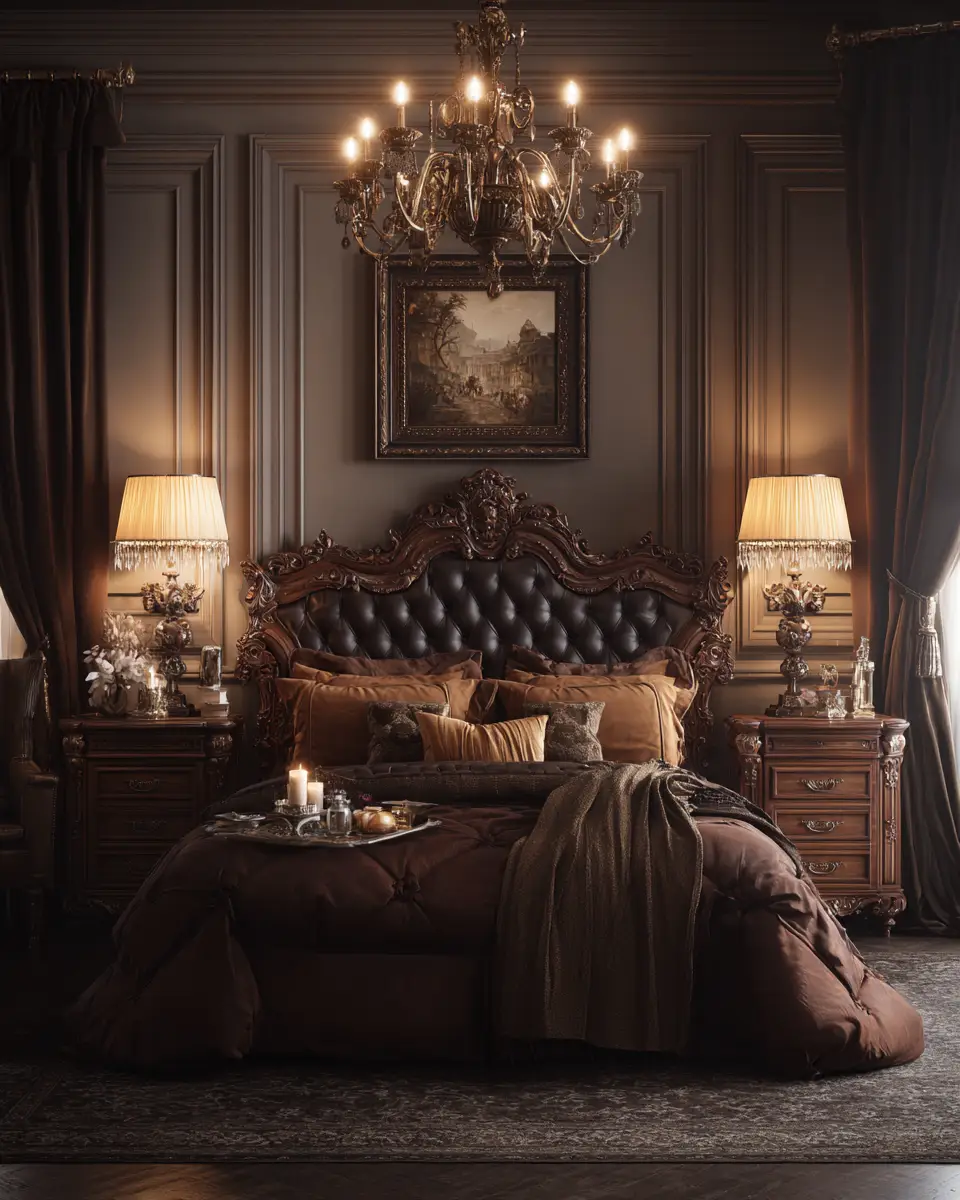 Chocolate Brown Classic Bedroom Decor Ideas