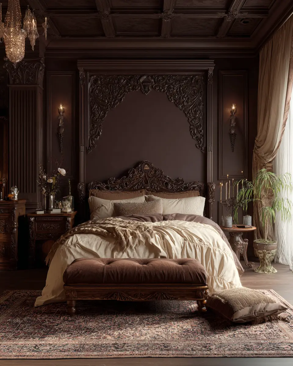 Chocolate Brown Classic Bedroom Decor Ideas