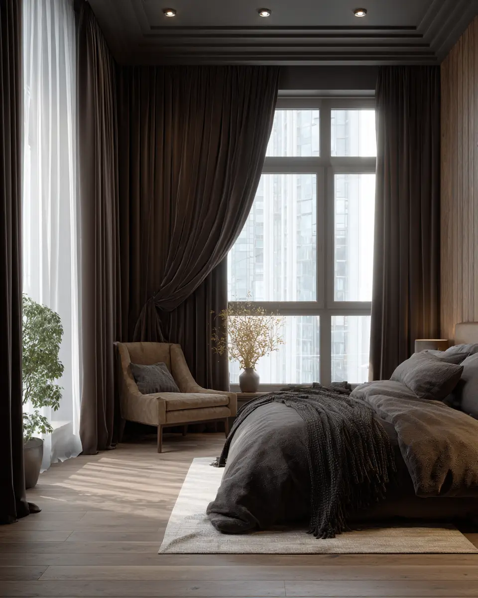 Chocolate Brown Classic Bedroom Decor Ideas