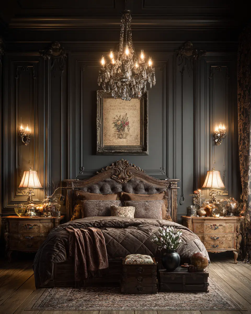 Chocolate Brown Classic Bedroom Decor Ideas