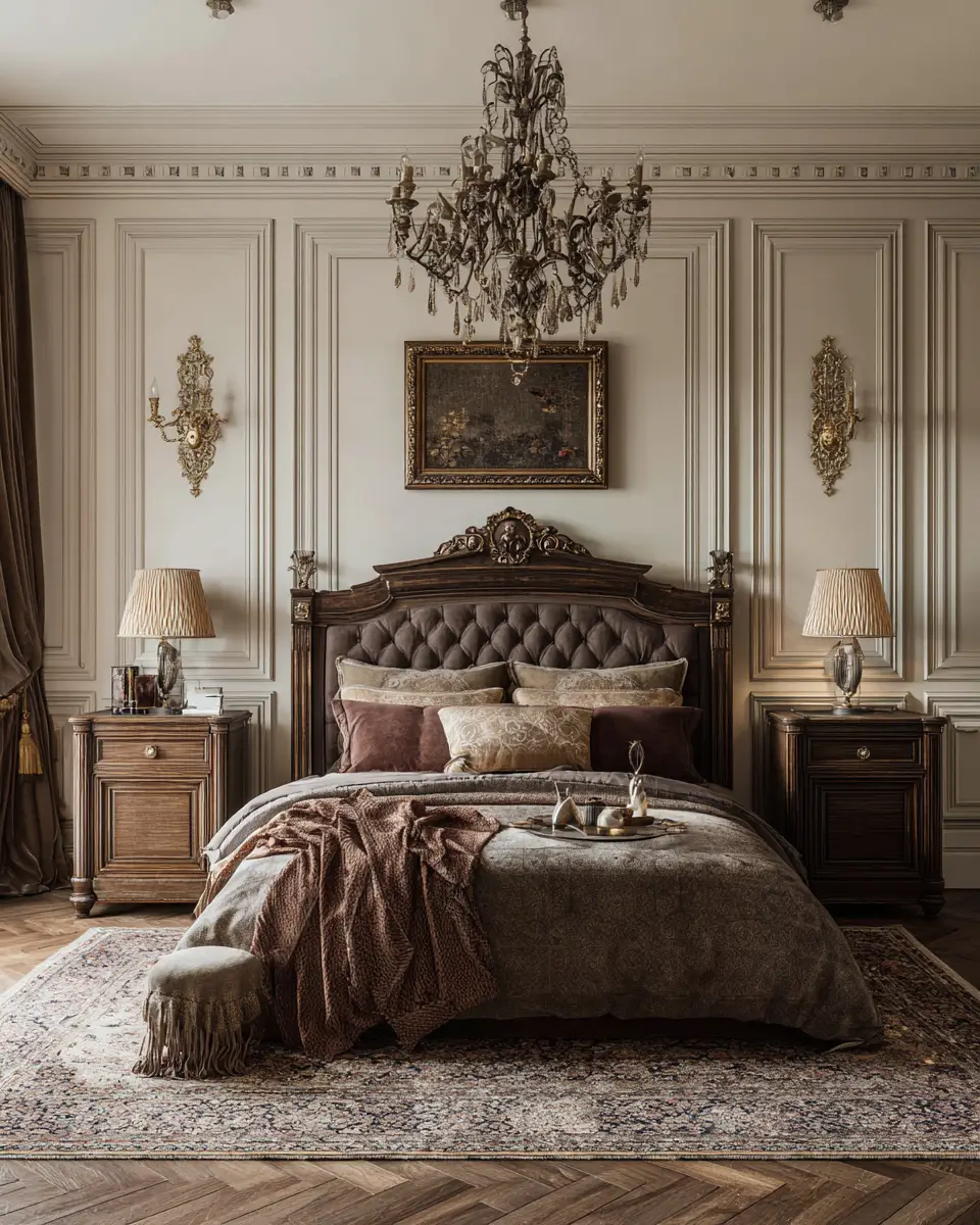 Chocolate Brown Classic Bedroom Decor Ideas