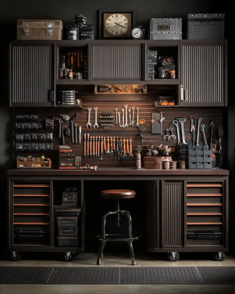 Chocolate Brown Classic Garage Decor Ideas - Featured