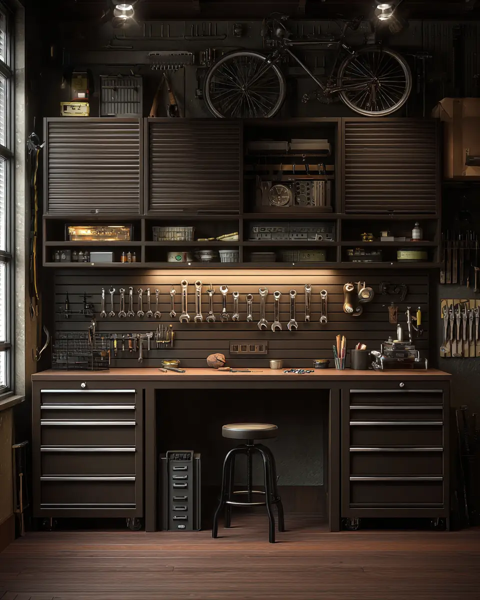 Chocolate Brown Classic Garage Decor Ideas