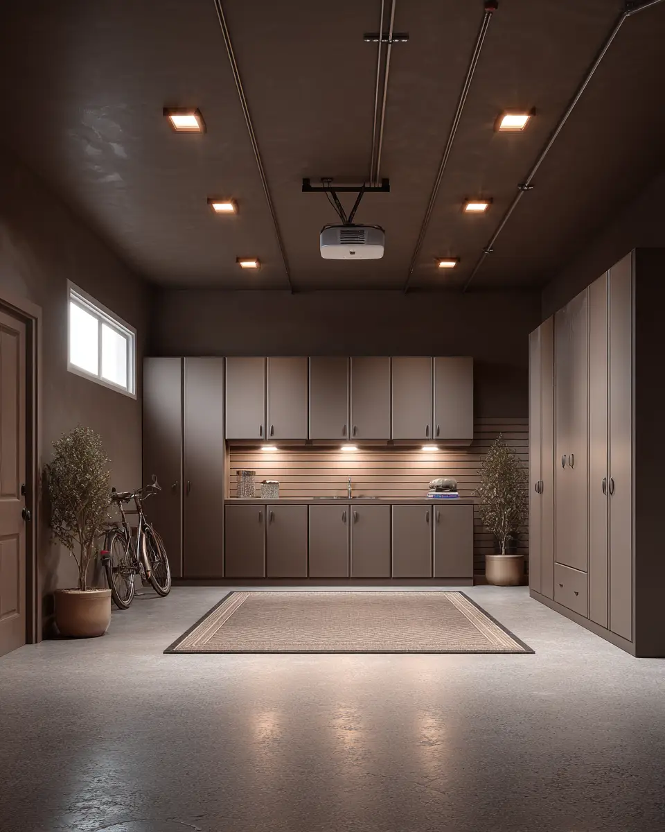 Chocolate Brown Classic Garage Decor Ideas