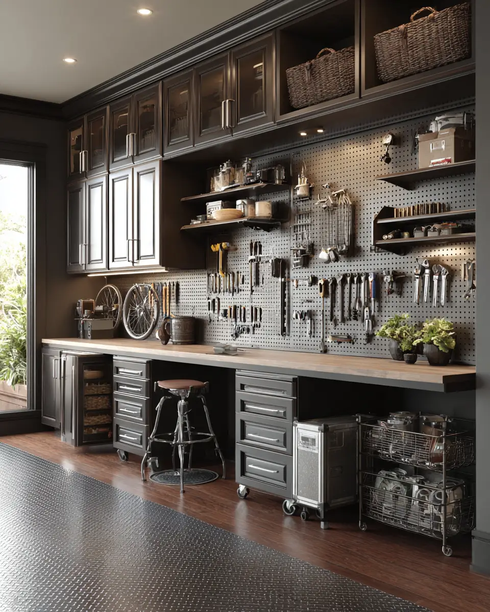 Chocolate Brown Classic Garage Decor Ideas