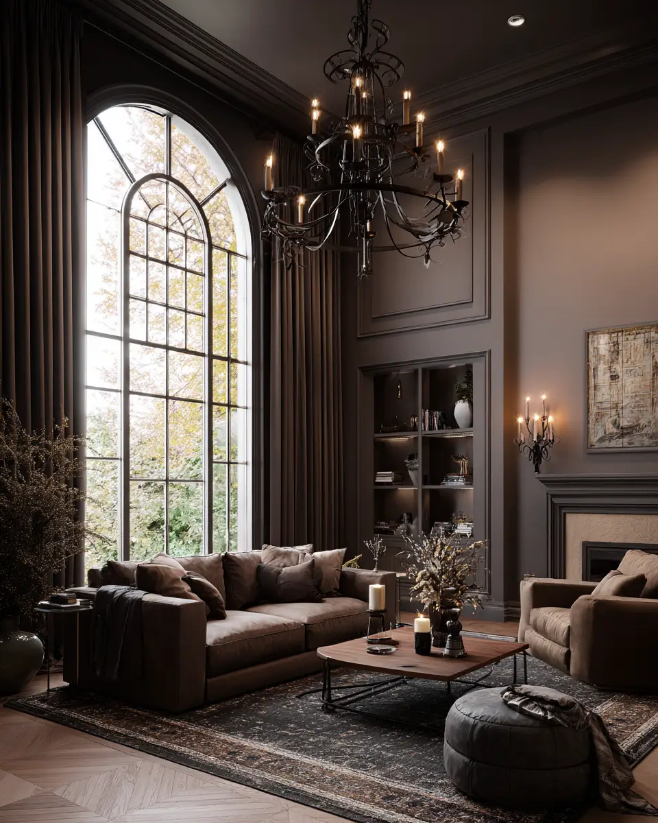 Chocolate Brown Classic Living Room Decor Ideas