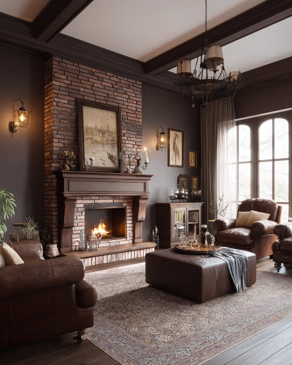 Chocolate Brown Classic Living Room Decor Ideas