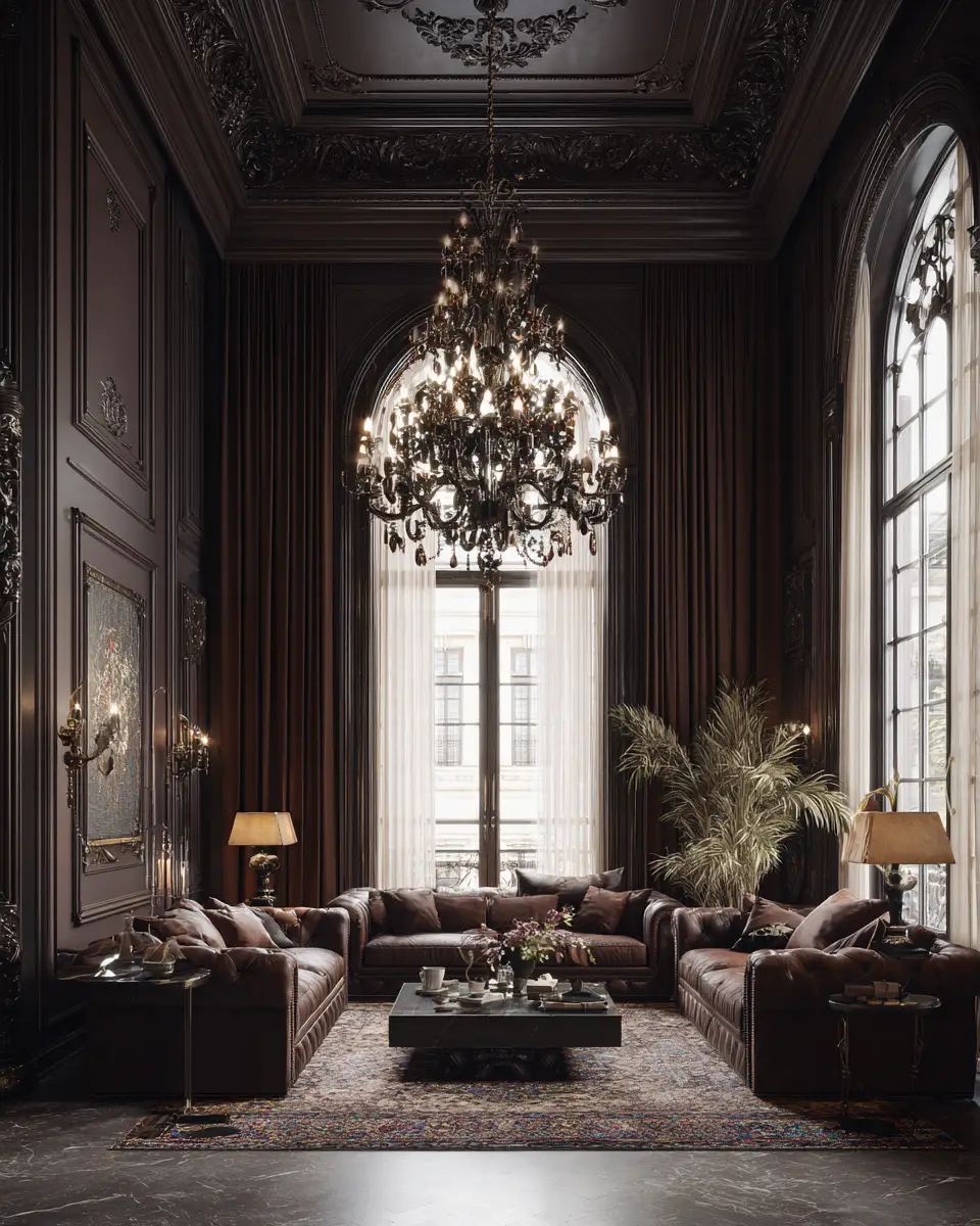 Chocolate Brown Classic Living Room Decor Ideas